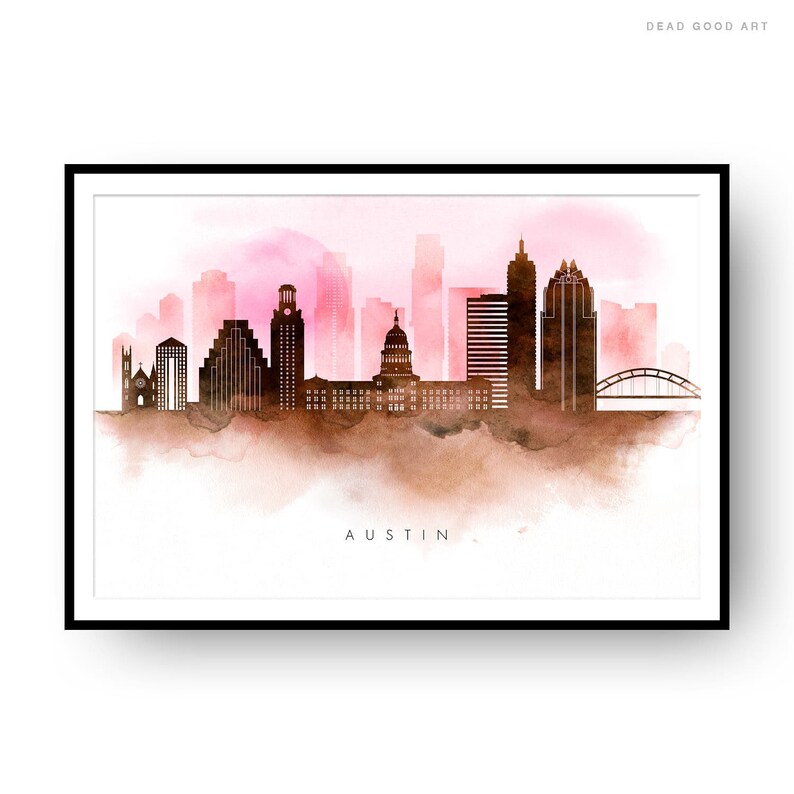 Austin Skyline Austin Texas Cityscape Art Print Wall Art Etsy