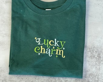 Lucky Charm embroidered toddler tshirt | shirt, tee, st patricks day, st paddys day, kids shirt, shamrock, embroidery