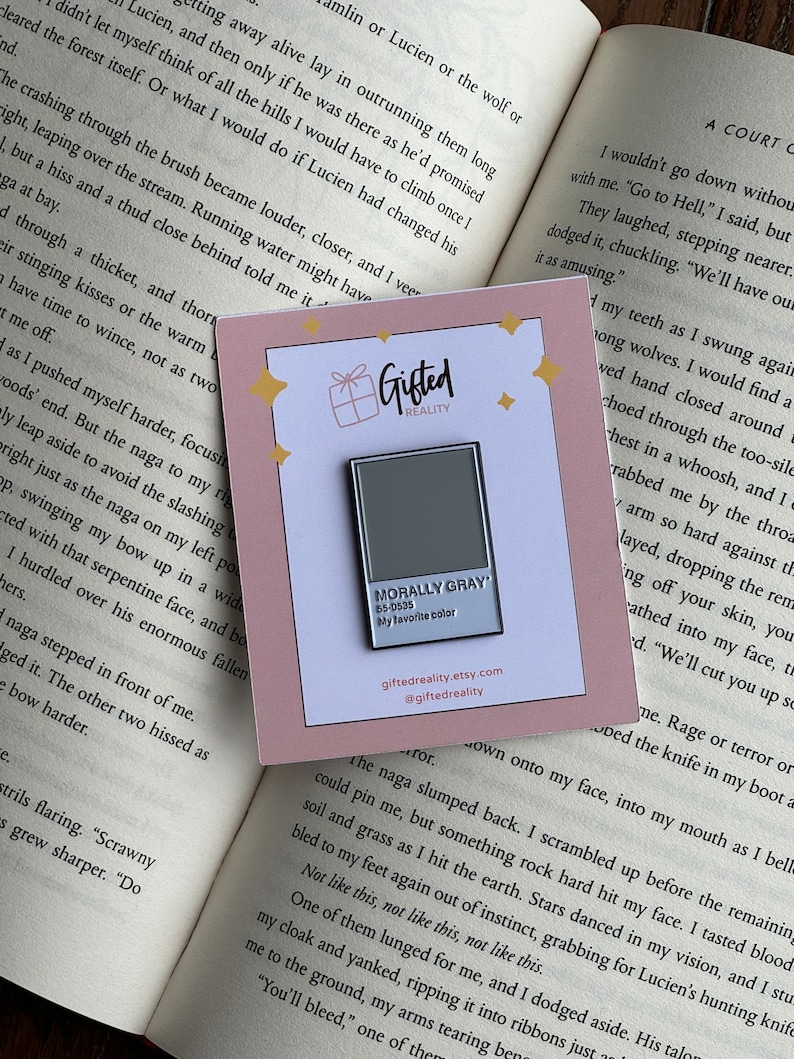 Morally Gray Bookish trope Enamel Pin booksta, booktok, acotar, badge, flair, lapel pin, button, patch, gift for her, button, book gift image 1