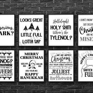 Christmas 8-Piece Wall Art Signs Posters [INSTANT DOWNLOAD] | funny, quote, christmas vacation, wall art, decor, holiday, clark, little full