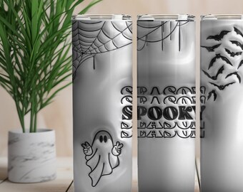 Spooky Season 3D 20oz Skinny Tumbler | stainless steel, halloween, gift for her, not stanley, coffee, water bottle, Halloween, fall, ghost