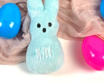 Personalized Embroidered Plush Peep | Easter, customized, baby, kid, basket, gift, name, stuffed animal, stuffy, rabbit, ears, bunny, gift