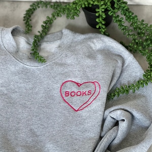 Bookish heart embroidered sweatshirt book lover, reader, acotar, gift for book lover, booktok shirt, hoodie image 2