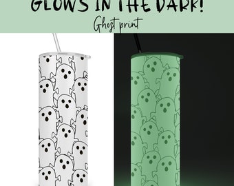 Ghost 20oz Skinny Tumbler - Glows in the Dark! | stainless steel, halloween, gift for her, not stanley, coffee, water bottle, spooky