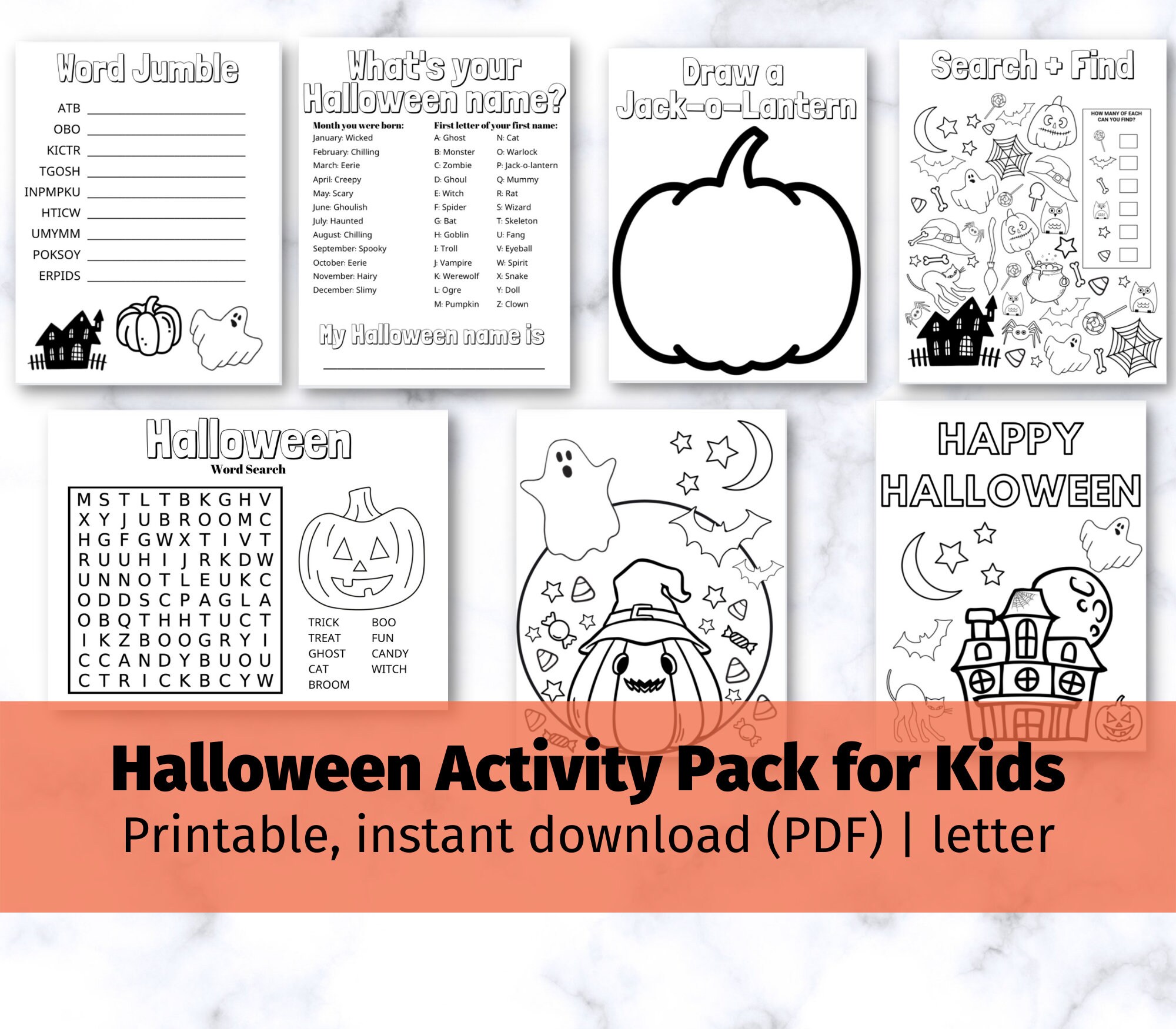 Printable Halloween Activity Sheet Pages for Kids Kid Activity ...