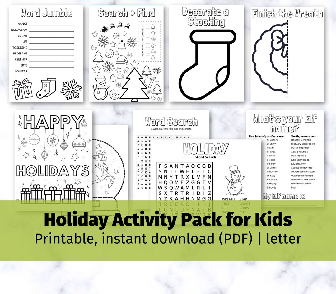 Printable Holiday Activity Sheet Pages for Kids Kid Activity, Holiday