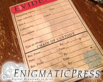 Half Size, Aged Chain of Evidence Envelope, easy DIY home printable, editable PDF digital download