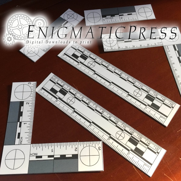 6 Photomacroscales, Metric and Inches rulers, photo scales Crime Scene photo props, Digital Download, home printable black and white