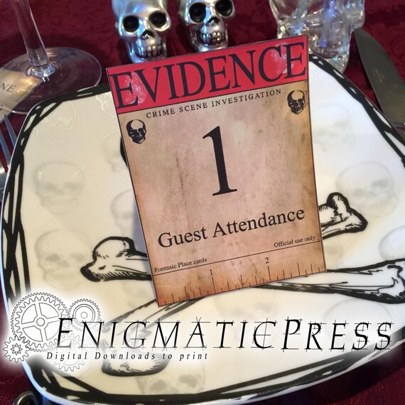 Aged Crime Scene Place Cards Editable Evidence Marker Set Etsy