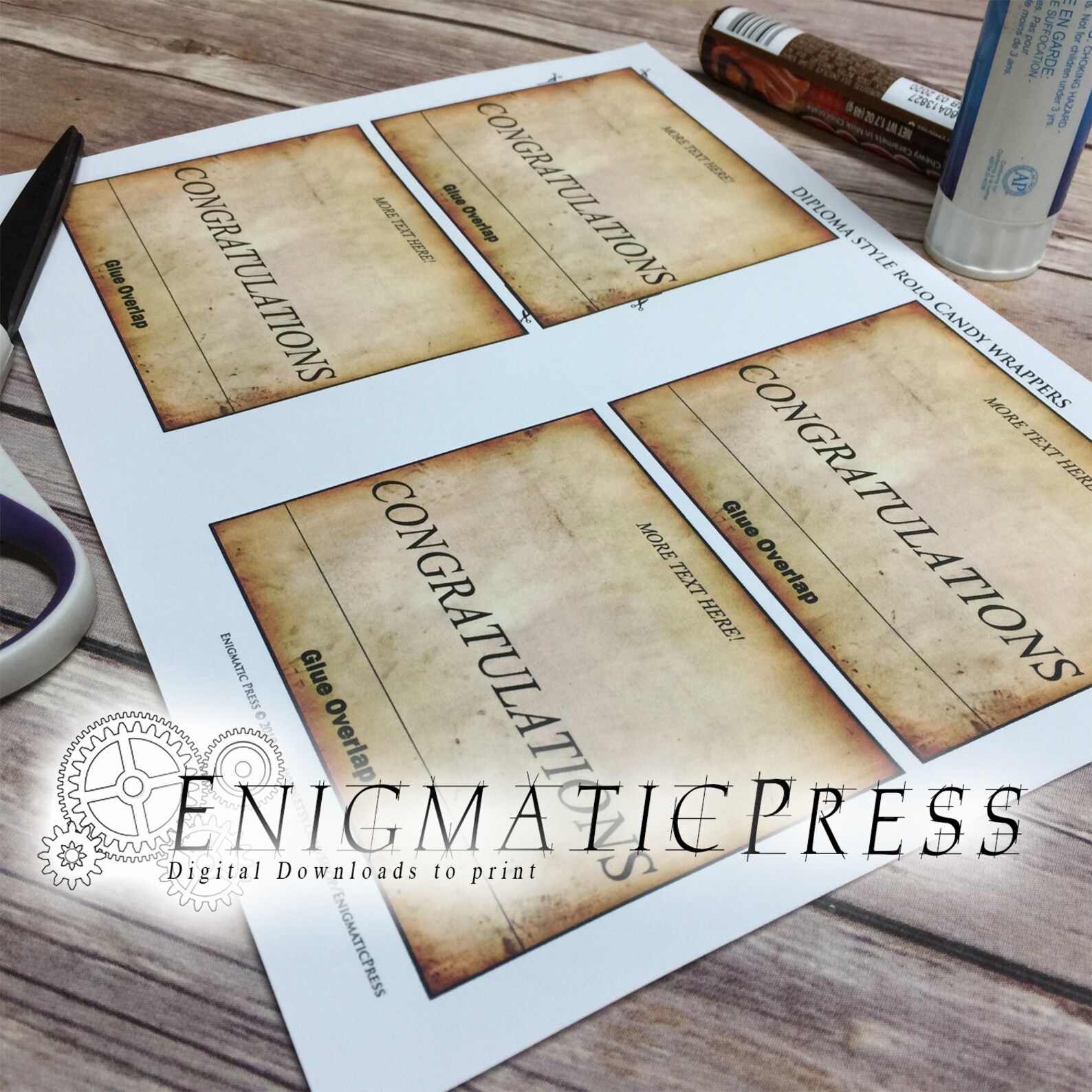 Editable Diploma Styles Rolo Wrapper Labels, Easy DIY PDF, Instant ...