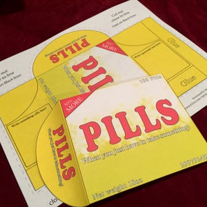 Pills brand, fake drug medication, easy diy envelope, home printable, editable PDF, digital download, Medical party favor, novelty prop image 3