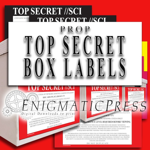 8, Prop, Top Secret Box Labels, Film, Cosplay, Diy, home printable, digital download, PDFs, files
