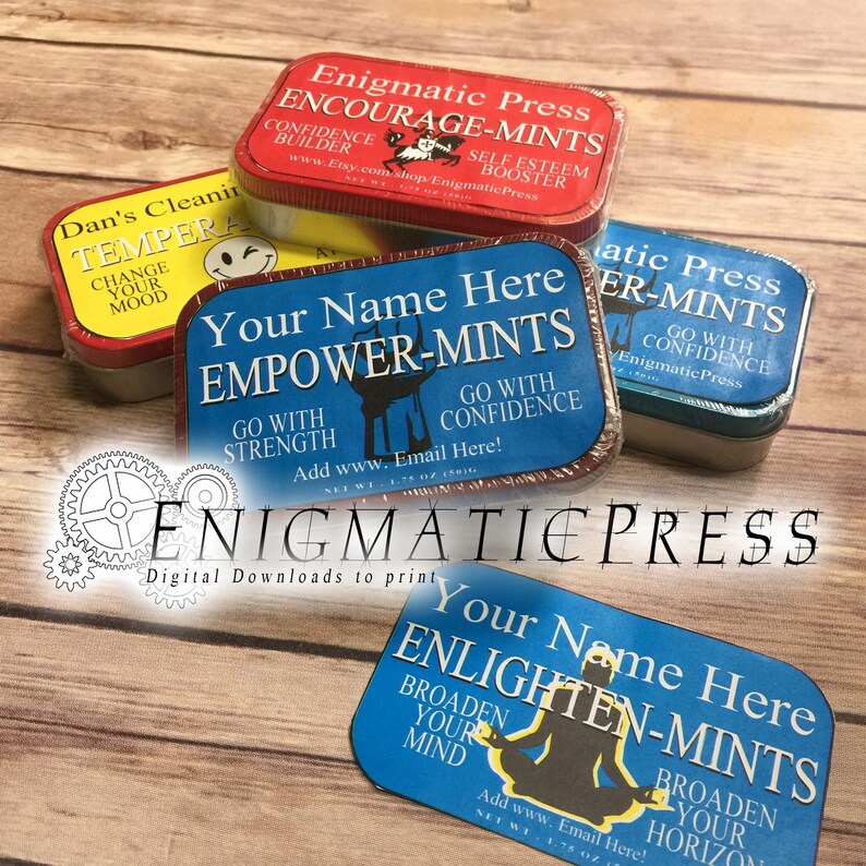 Assorted Personalized Altoids Tin Labels Empower Enlighten Etsy