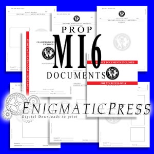 8, MI6 Bond Style Prop Document Graphics, Film, Cosplay, bricolage, imprimable à la maison, téléchargement numérique, fichiers PDF modifiables et JPG !