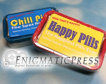 Etykiety i naklejki na tabletki Happy and Chill Altoids, PDF, natychmiastowe pobranie cyfrowe do druku w domu