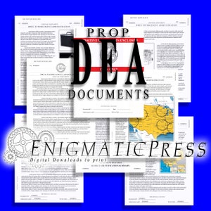 9, DEA Style Prop Dokument Grafik, Film, Cosplay, diy, home printable, digitaler Download, bearbeitbare PDF- und JPG-Dateien!
