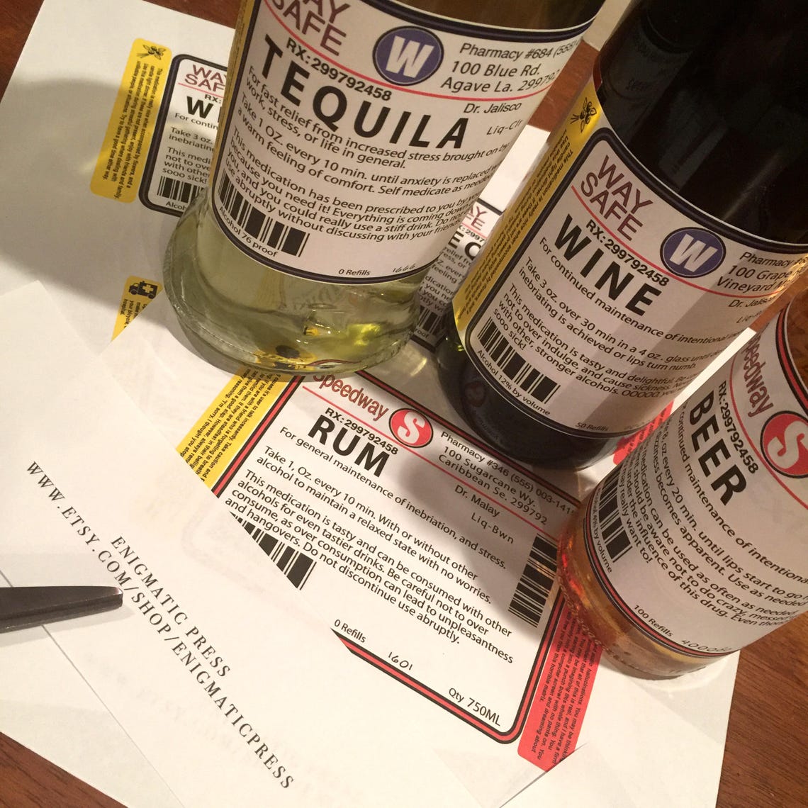 Medical Liquor Label Pharmacy Download Home Printable Party Etsy