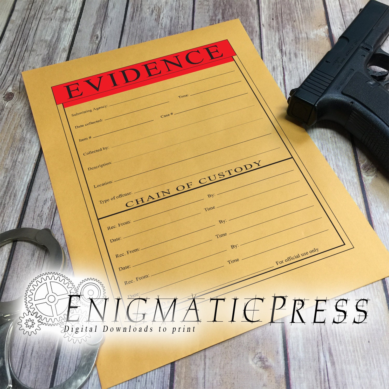 Chain Of Evidence Graphic For 9x12 Envelope Diy Home Etsy