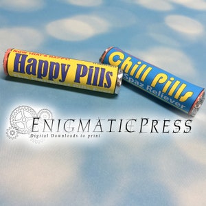 Happy Pills and Chill Pills Lifesavers labels! 6 in 1 PDF, instant digital download home printable