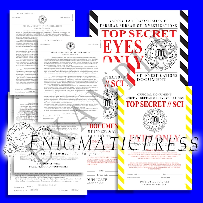4, Editable, FBI Prop Documents and 3, Top Sheets, Film, Cosplay, Diy ...