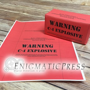 C-4 Prop Demolition Explosive labels, DIY, PDF, Jpeg, Png files, instant digital download home printable image 8