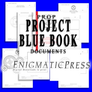 9. Gráficos de documentos de estilo Project Bluebook, películas, cosplay, bricolaje, para imprimir en casa, descarga digital, archivos PDF y JPG editables.