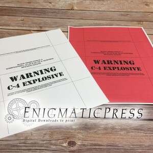 C-4 Prop Demolition Explosive labels, DIY, PDF, Jpeg, Png files, instant digital download home printable image 3