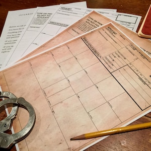 Tarjeta de huellas dactilares auténtica, policía de los años 70, investigación, imprimible en casa, descarga digital en PDF, escena del crimen, misterio de asesinato, accesorio novedoso,