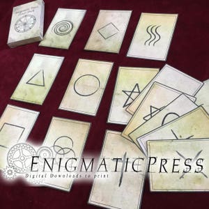 32 cartas Zener antiguas, juego de memoria/ESP de tamaño póker, baraja completa, imprimible en casa, descarga digital DIY