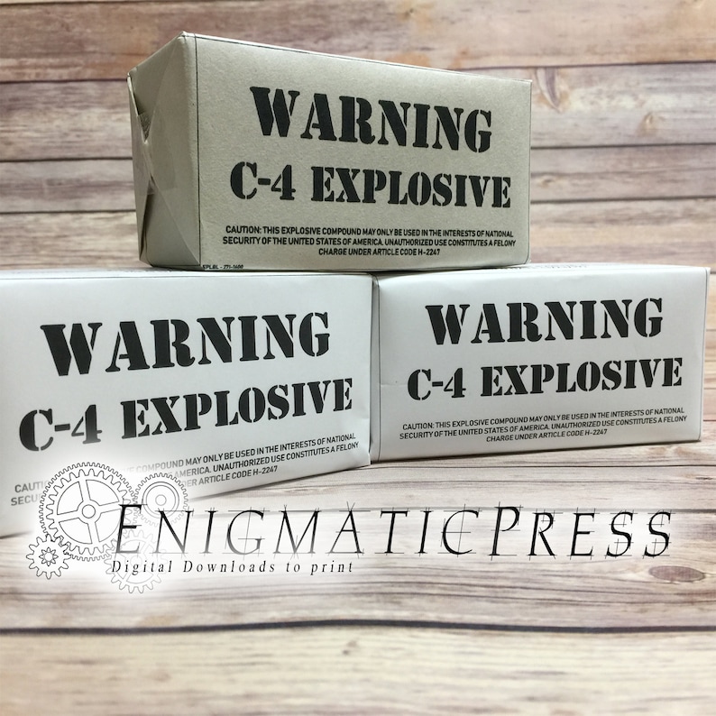 C 4 Prop Demolition Explosive Labels Diy Pdf Jpeg Png Files Instant Digital Home Printable