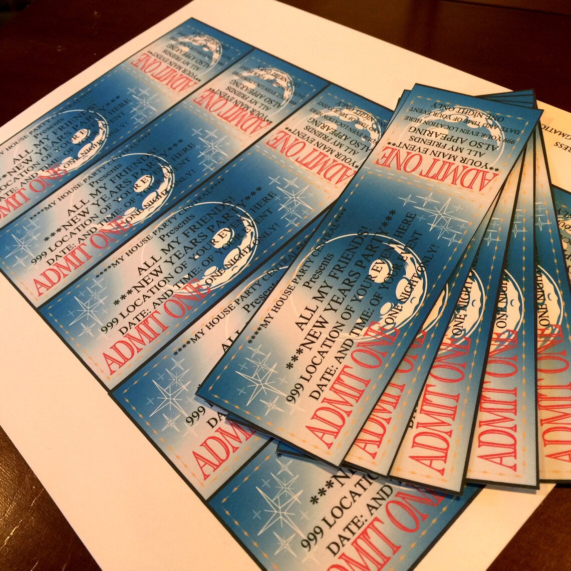 Blue Moon and Stars Style Tickets Custom Event Editable Etsy