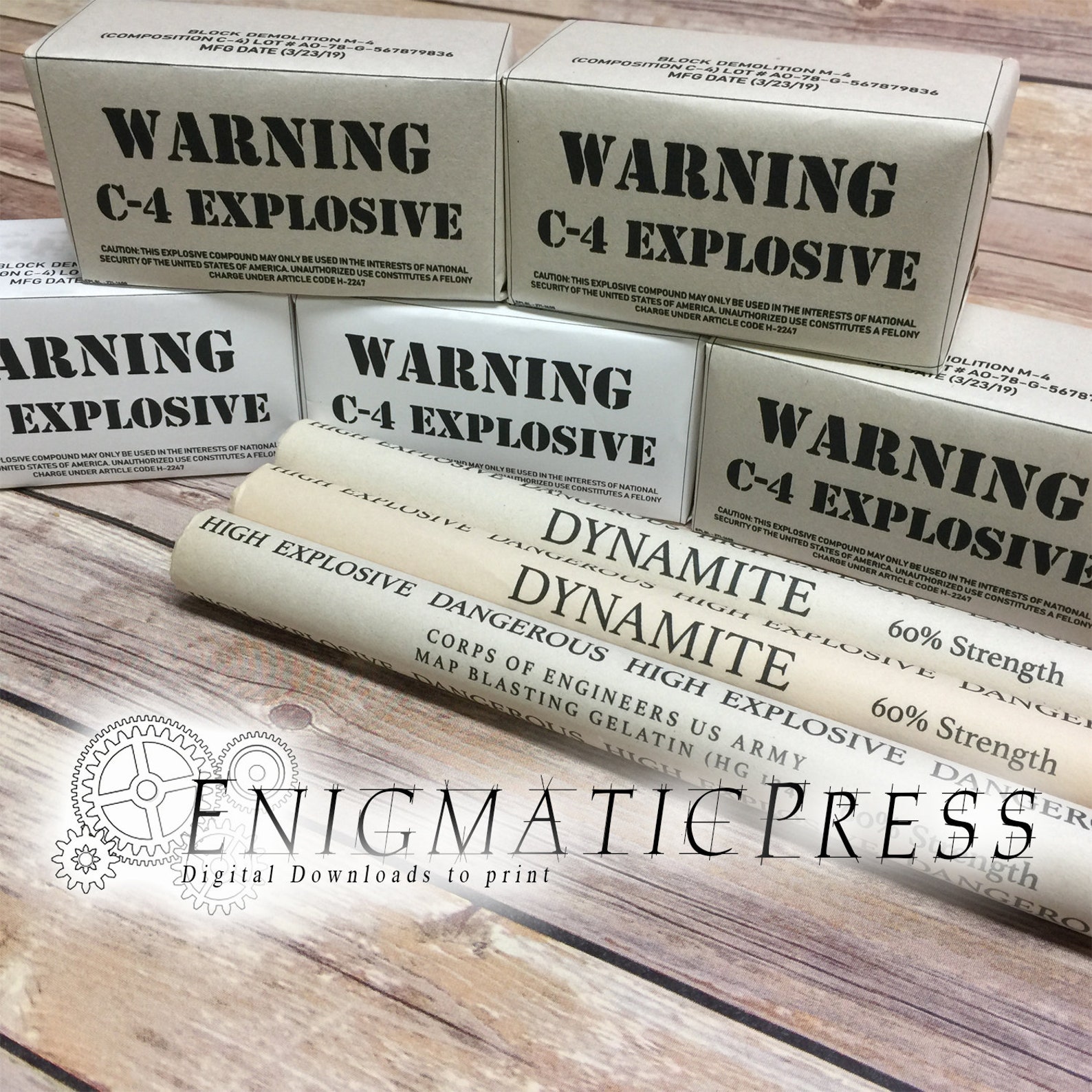 Dynamite TNT and C-4 Prop Demolition Explosive Labels, Styles DIY, PDF ...