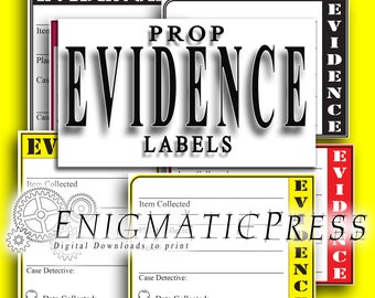 Police, Evidence Prop Labels, 20, labels, 2 styles, 4 colors, Film, Cosplay, Crime Scene, Diy, Home Printable, Digital Download, PDF, file