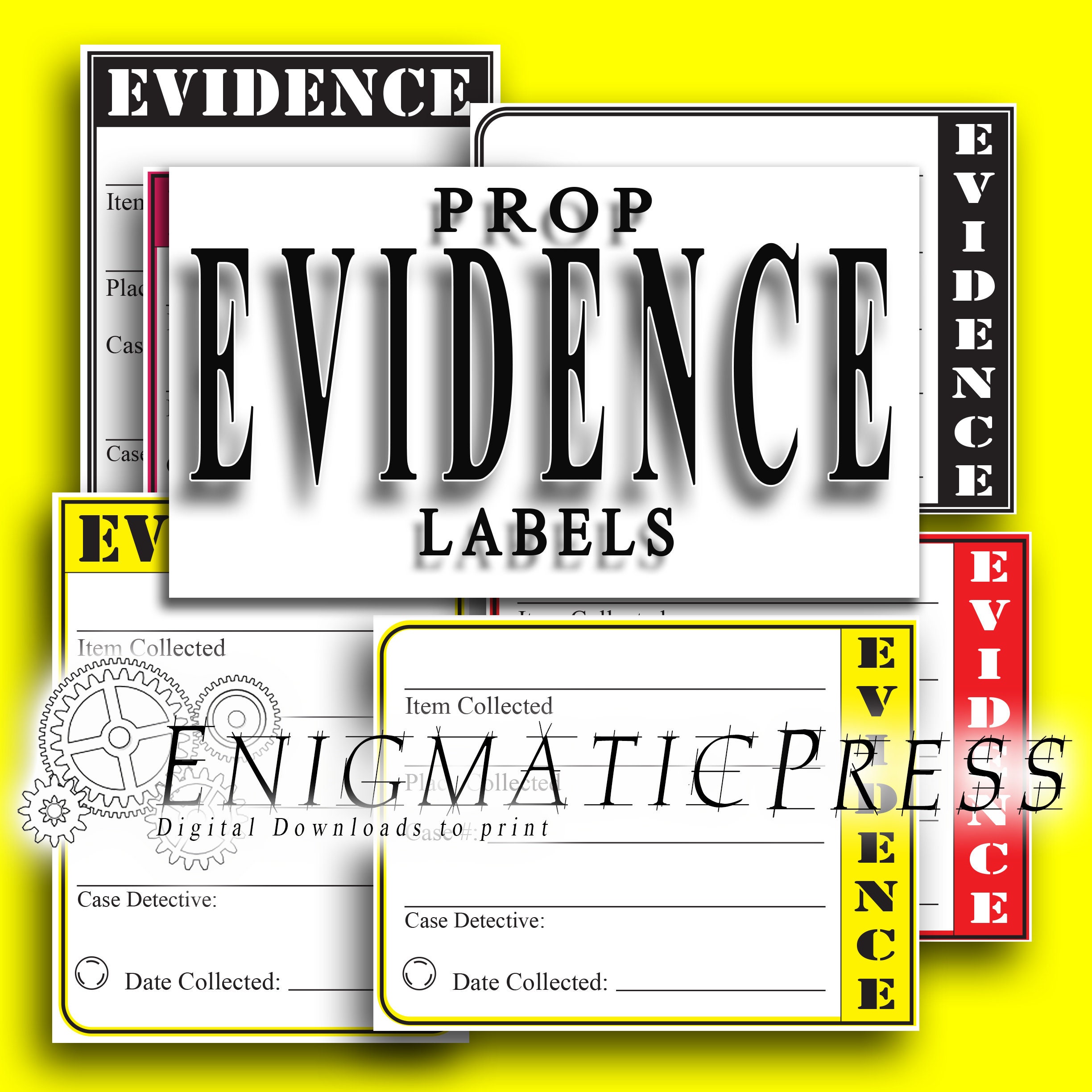 Evidence Tag Label Police, Evidence Prop Labels, 20, Labels, 2 Styles, 4 Colors, Film ...