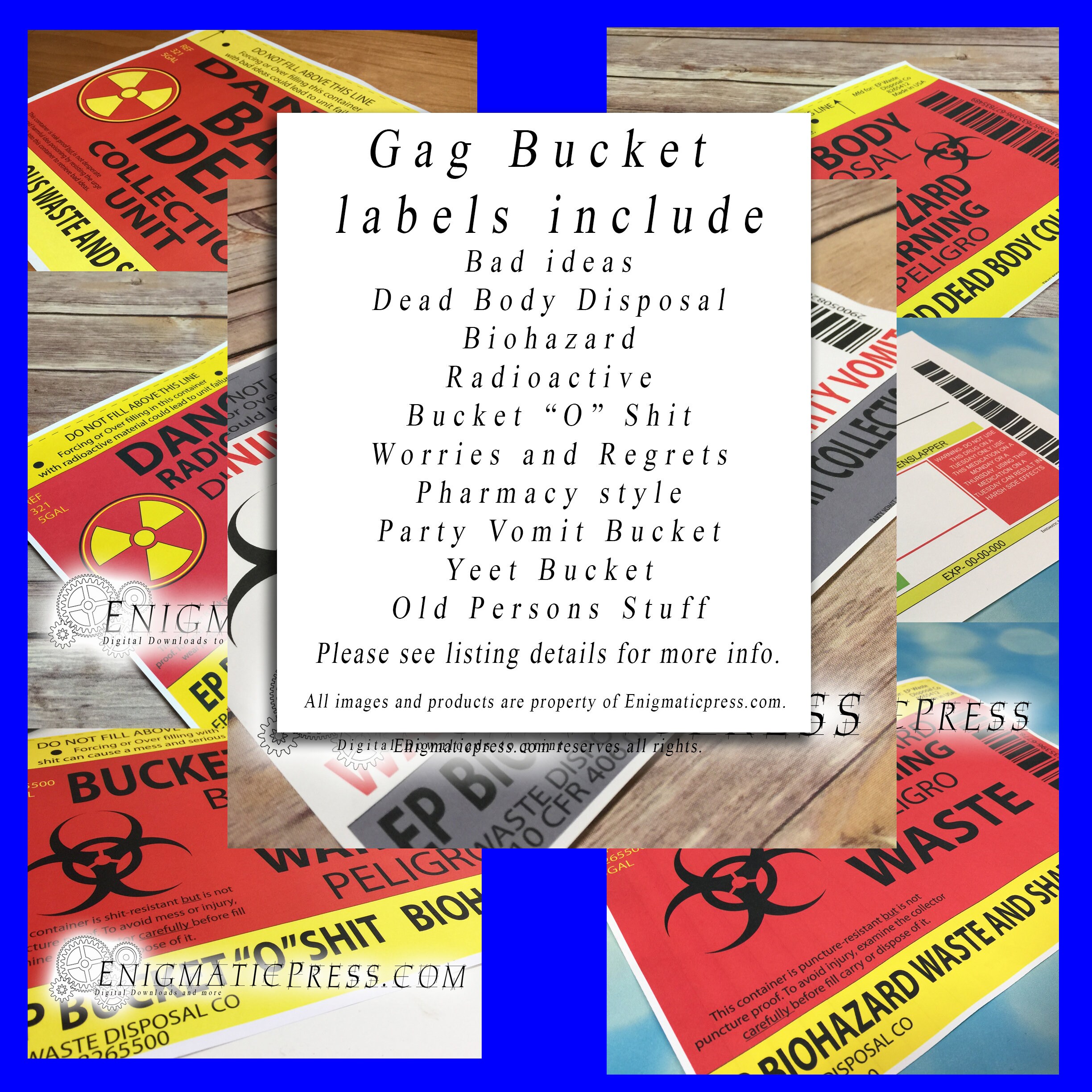 Bucket. Time Label Buy 10 Trash Bucket Labels, Complete Set, 8.5x11 PDF, Party, Office ...