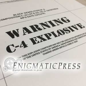 C-4 Prop Demolition Explosive labels, DIY, PDF, Jpeg, Png files, instant digital download home printable image 6