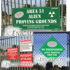 5 Government Area 51 signs, Alien Proving Grounds, Area 51, No photo set , Digital Download, home printable PDF.