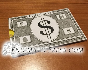 Monopoly Money, Gift card sleeve, PDF, home printable, digital download, easy DIY