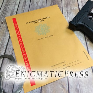 9x12 封筒用のトップシークレット封筒グラフィック 2 枚、DIY、自宅で印刷可能、デジタル ダウンロード、編集可能な PDF および JPG ファイル!