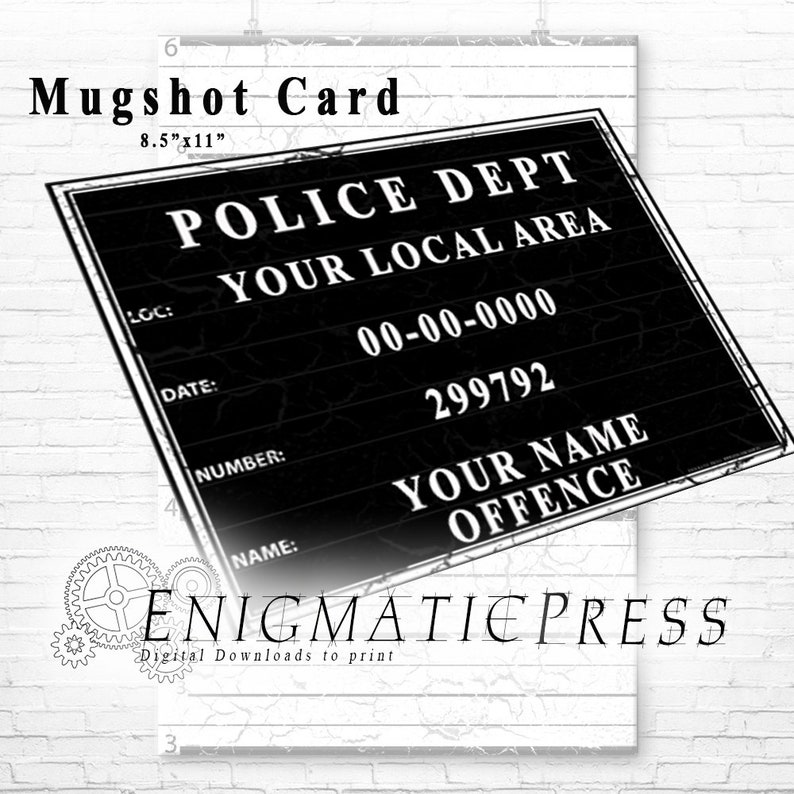 Mugshot poster and photo card set, wall art, party decor, printable digital download image 3