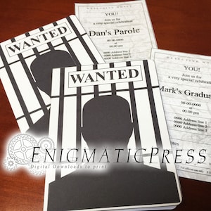 Wanted style invitation set, with insert invite card, editable PDF, home printable, digital download