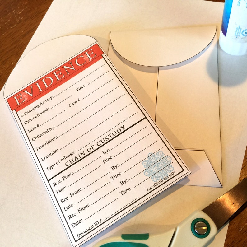 Card Size Chain of Evidence Envelope and 5x7 Graphic for ...