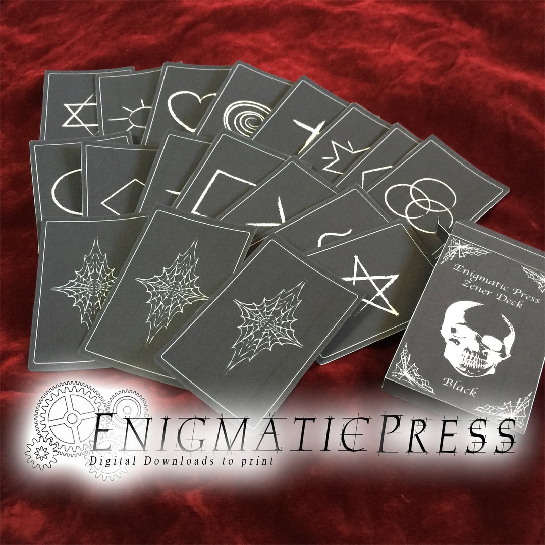 32 Black Zener Card Set With Box, Poker Size Memory / ESP Game, Full ...