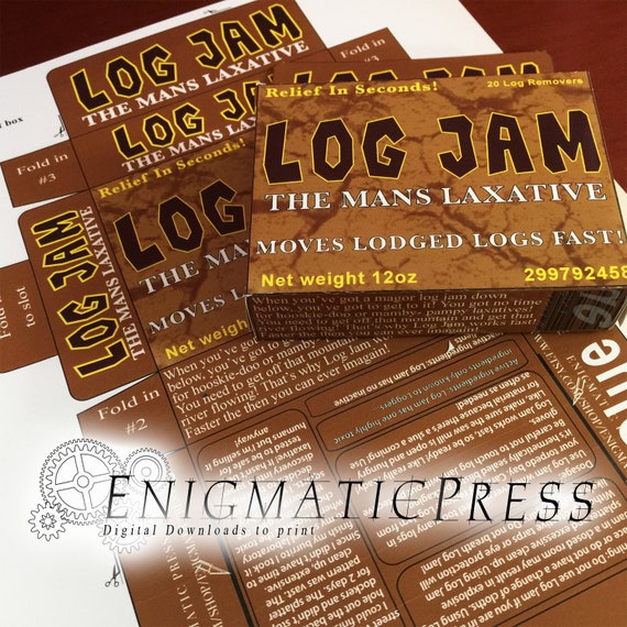 Log Jam Laxative Fake Brand Medication Funny Diy Gift Box Party Favor Digital Download Home Printable