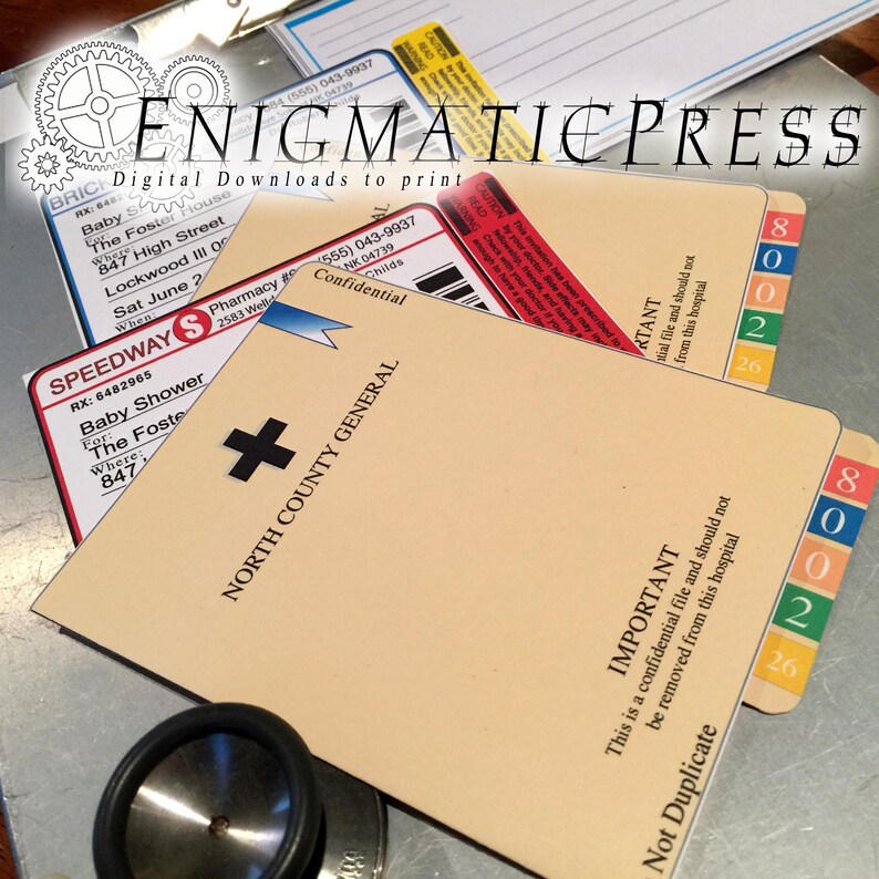 Medical File Themed Baby Shower Invitation Card Set For Etsy Medical File Themed Baby Shower Invitation Card Set For Etsy