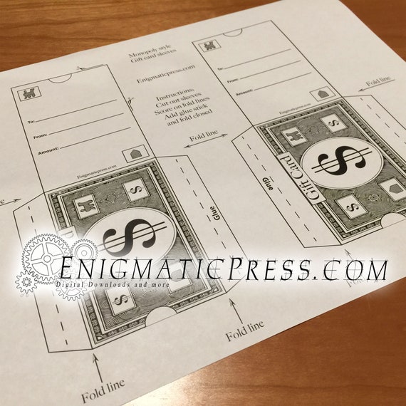 Monopoly Money, Gift Card Sleeve, PDF, Home Printable, Digital Download, Easy DIY - Etsy Israel Monopoly Money, Gift Card Sleeve, PDF, Home Printable, Digital Download, Easy DIY - Etsy Israel