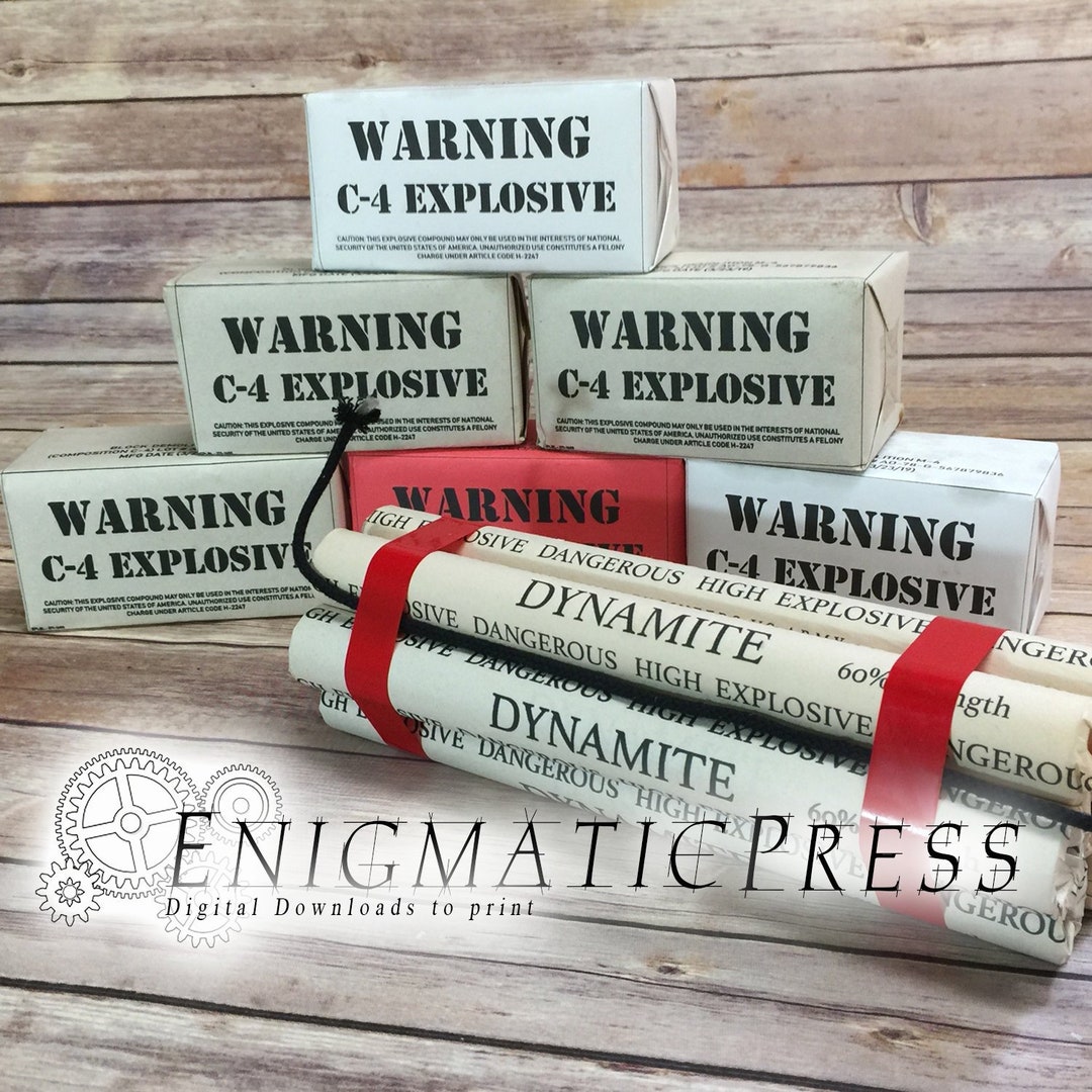 Dynamite TNT and C 4 Prop Demolition Explosive Labels Styles DIY PDF Jpeg Png Files Instant Digital Download Home Printable Etsy UK