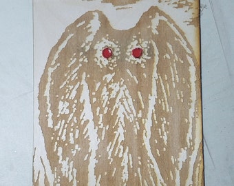 MOTHMAN Sketch Engraved on WoodCryptid Moth Man Drawing