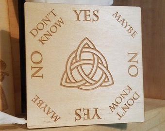 Celtic Trinity Knot Wooden Pendulum Board for Wiccan or Pagan Dowsing