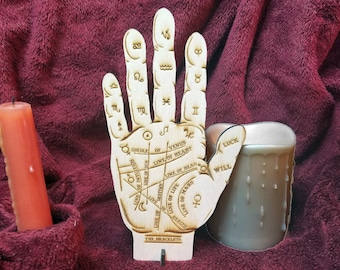 Wooden Palmistry Hand: Fortune Telling Decor, Birch Wood